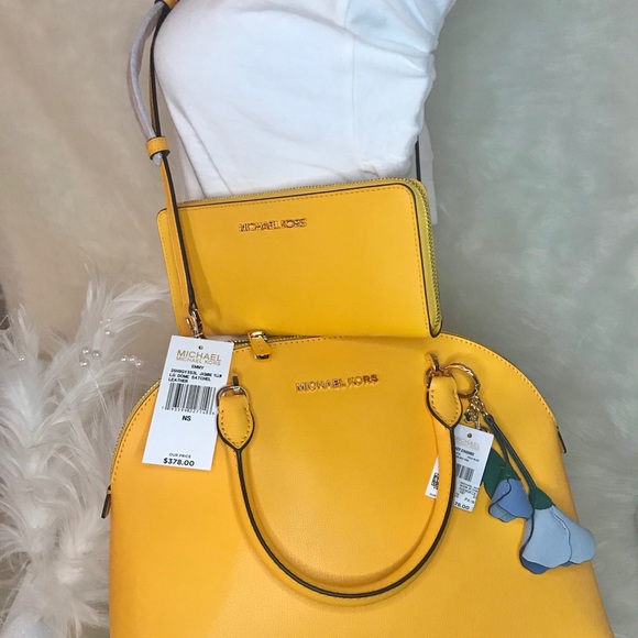 🌺MICHAEL KORS 3Pcs JASMINE YELLOW EMMY SATCHEL SET - Picture 2 of 8